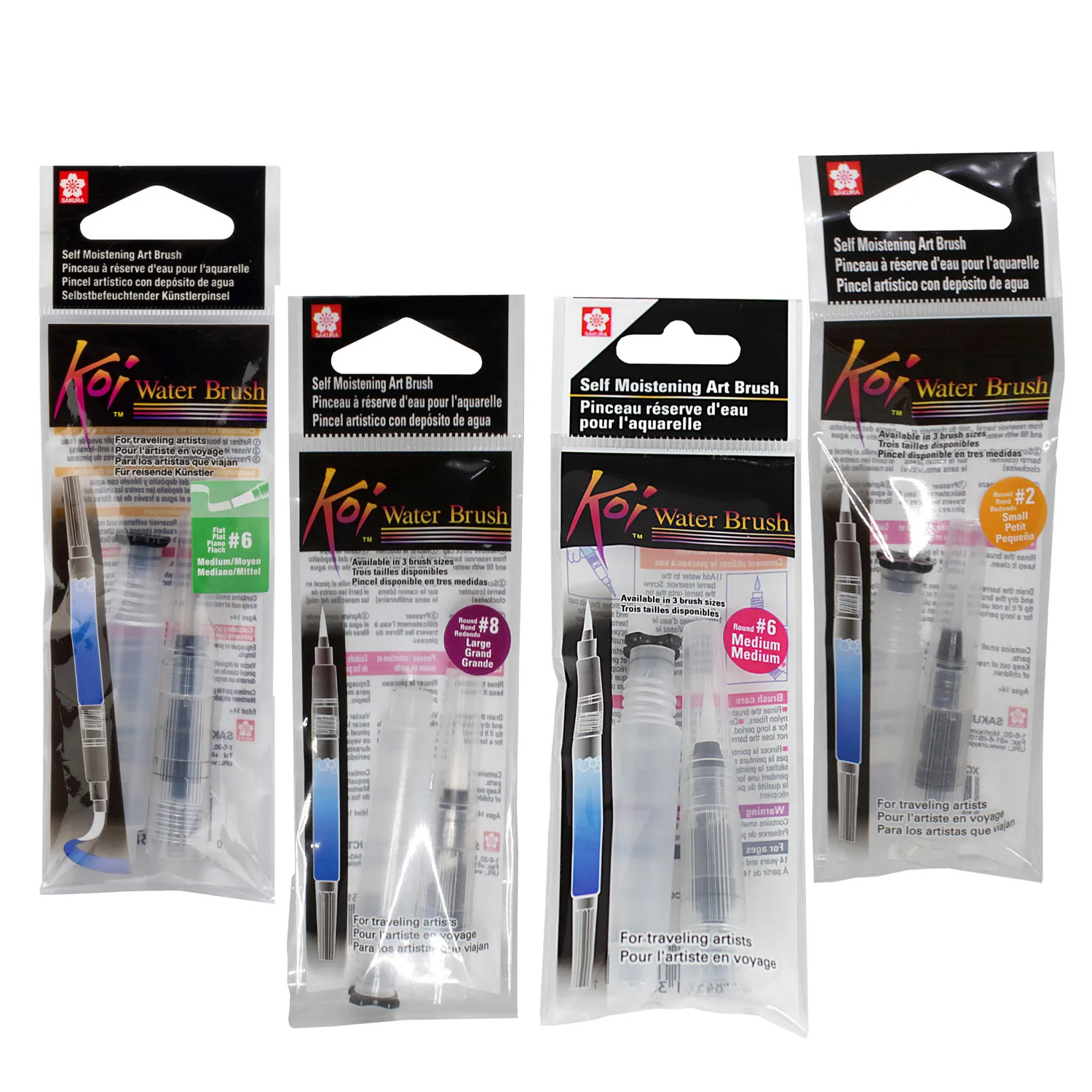 [XQF-M] Pincel Recargable Sakura Koi Waterbrush 4ml Barril Corto (F #6 TABLEADO)