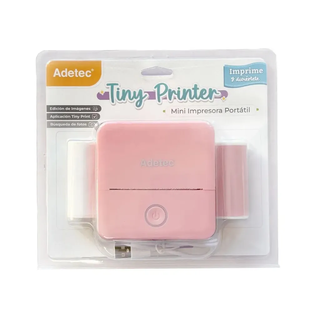 [1501] Mini Impresora Térmica Adetec + 1 Rollo de Etiquetas