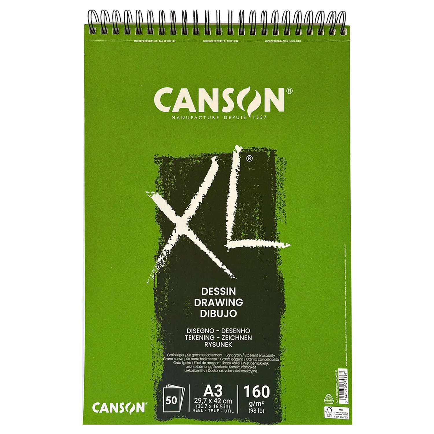 [C400039089] Croquera Dibujo Canson XL Dessin A3 160gr 50Hj