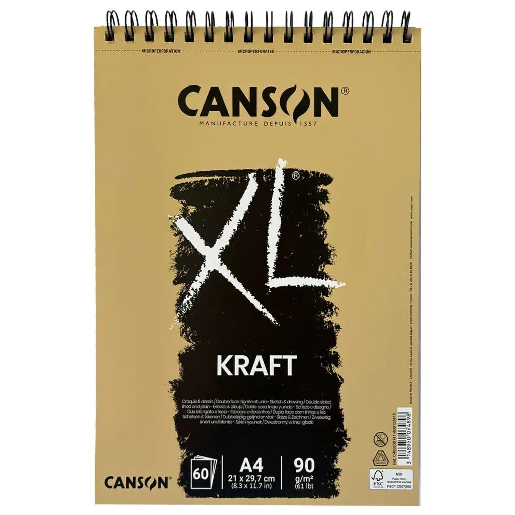 [C400039141] Croquera Dibujo Canson XL Kraft A4 90gr 60Hj