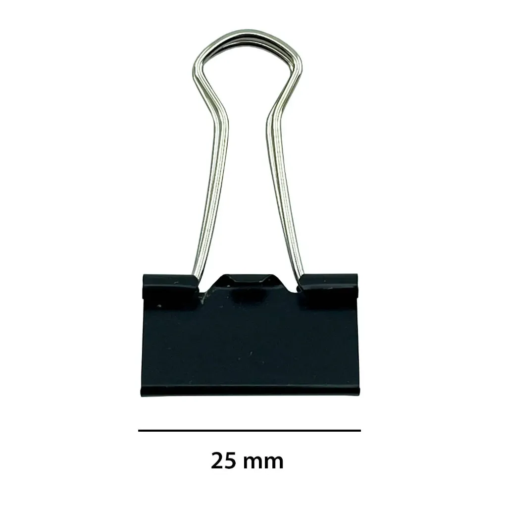 Apretador Doble Para Papel Hand Color Negro 25mm