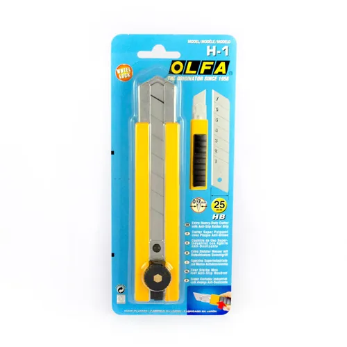 [H-1] Cuchillo Cartonero Extra Ancho Olfa 25mm con Seguro de Rueda