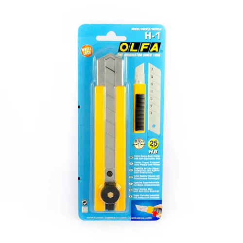 [H-1] Cuchillo Cartonero Extra Ancho Olfa 25mm con Seguro de Rueda
