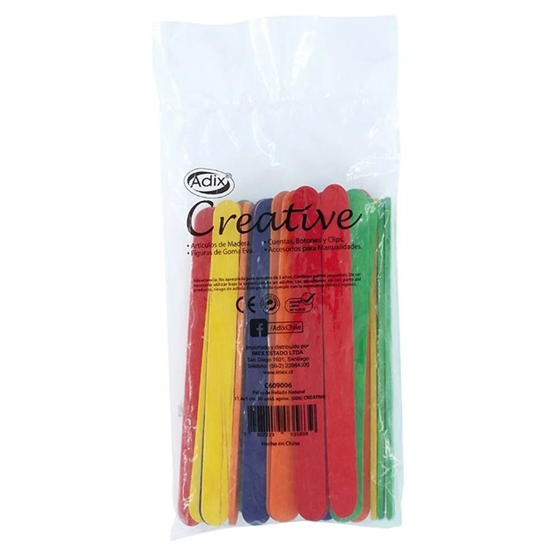 Palitos de Helado Adix Colores Surtidos (50ud)