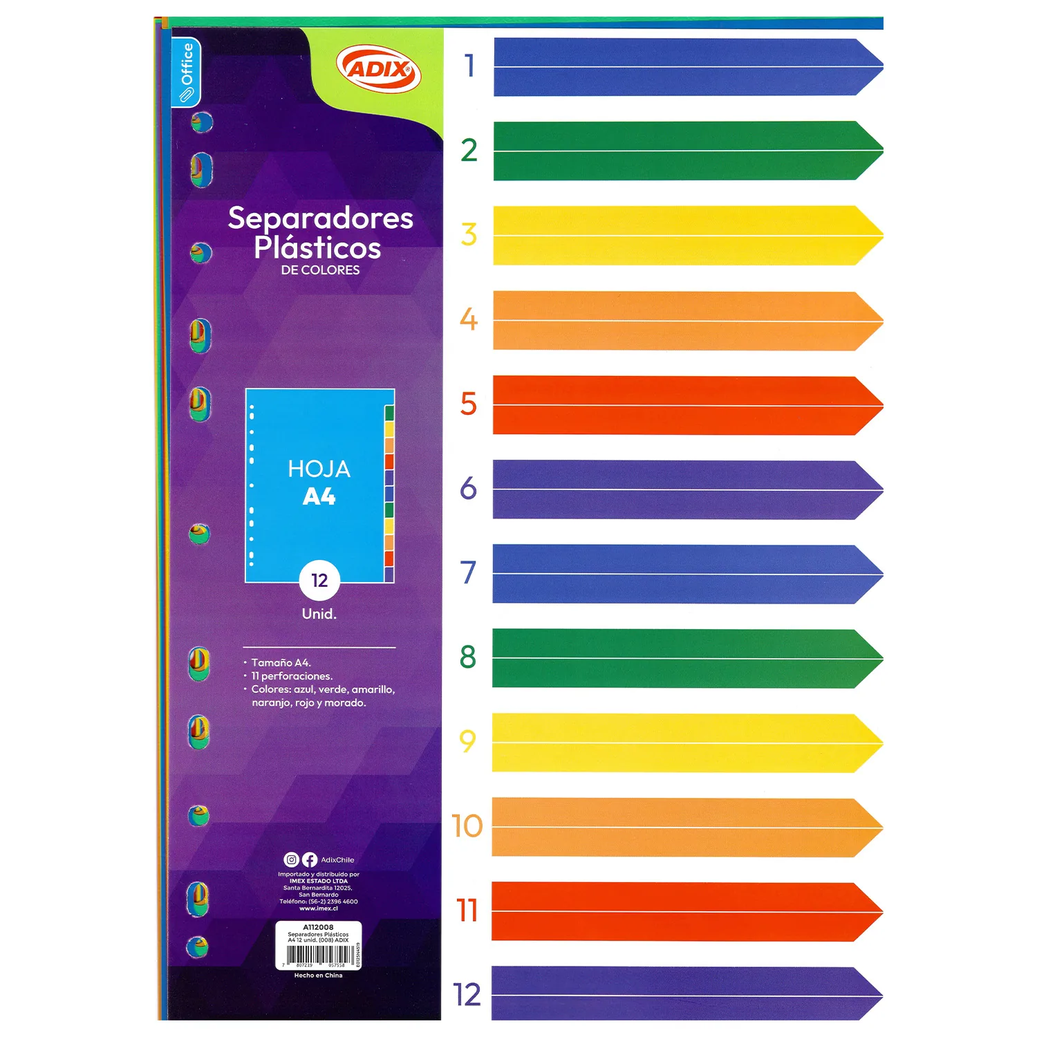 [A112008] Separadores Plásticos Tamaño A4 Adix (10ud)