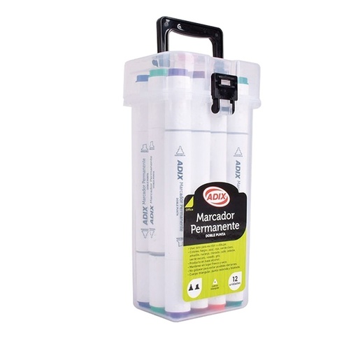 Marcador Permanente Adix 12 Colores Doble Punta