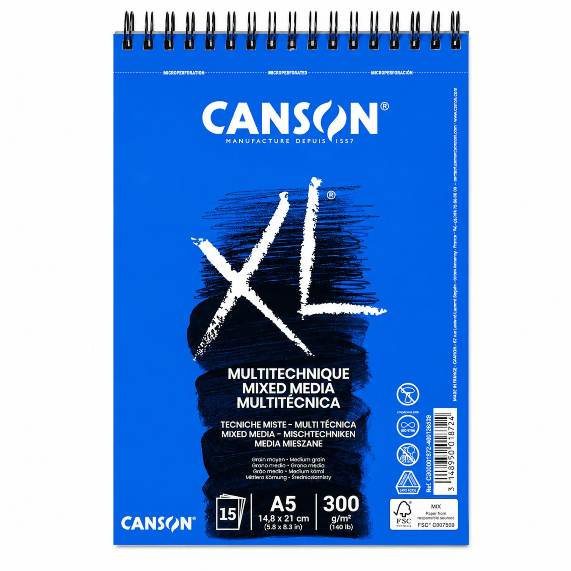 [1872] Croquera Canson XL Mix-Media 300gr 15 hjs A5(14.8x21cm)