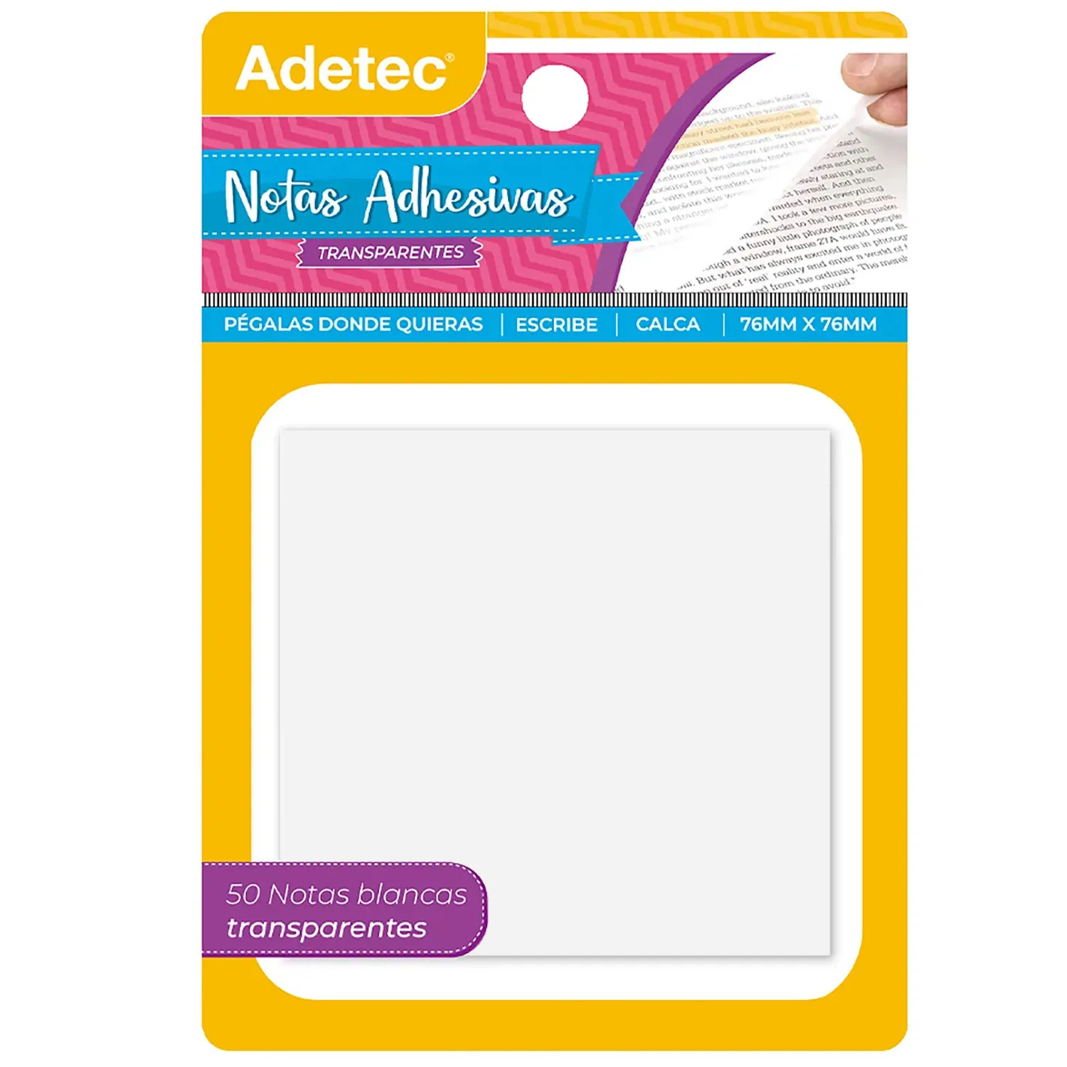Notas Adhesivas Transparentes 50 hjs Adetec