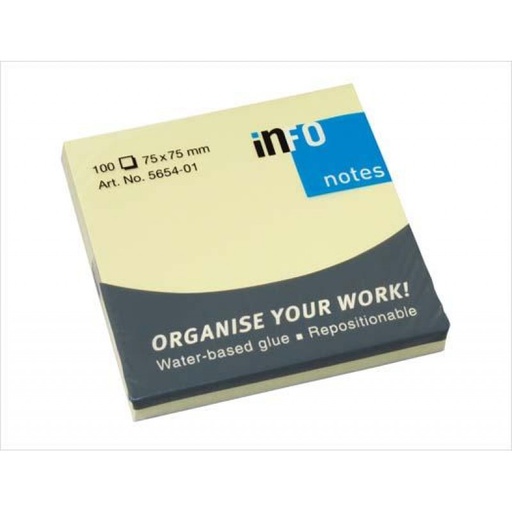 Notas Adhesivas Info Amarillo 75X75mm (100hj)