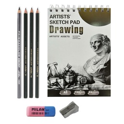 [PROMO06] Croquera para dibujo A5 + 4 grafitos prismacolor Ebony