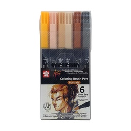 [XBR-6C] Set Plumones Acuarelables Sakura Koi Brush 6 Colores Retrato