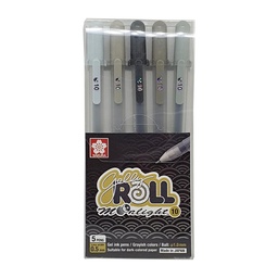 [XPGB-5ML10] Lapiz Gel Gelly Roll Sakura Moonlight 5 Colores Grises