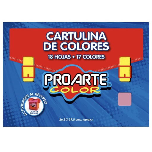 Cartulina Pintada Proarte 18 Hjs 17 colores 26 x 37cm