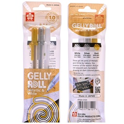 [XPGB-CH3A] Set de lápices gel Gelly Roll 3 Colores (Oro, Plata y Blanco)