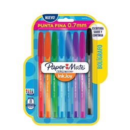 [2107730] Set 8 Bolígrafos Inkjoy 100ST Punta Fina Colores Surtidos