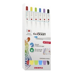 [20193] Marcadores Clickart Zebra Retráctil Punta Fina 6ud