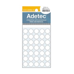 [101] Etiqueta Circular Autoadhesivas Adetec Blanco 15mm