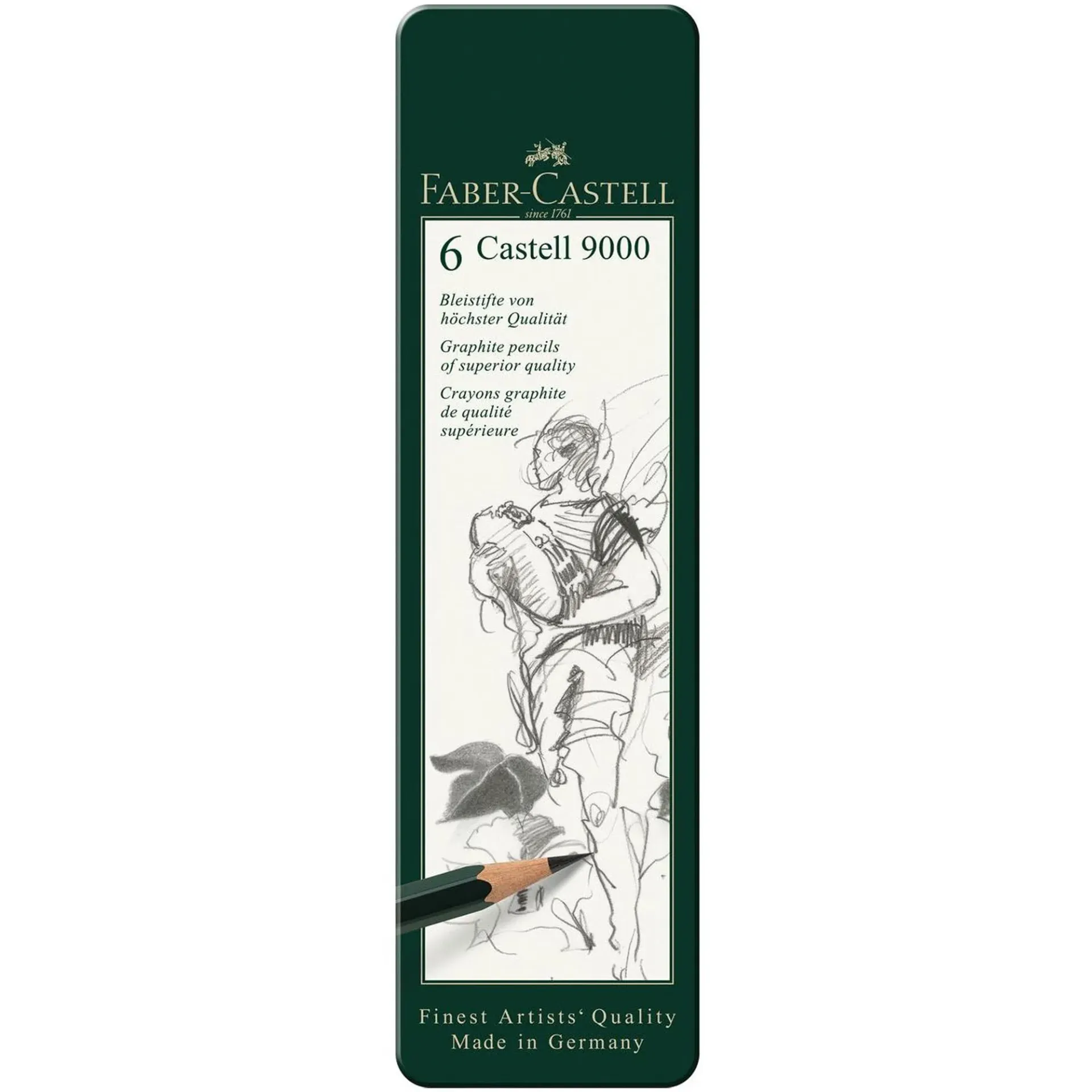 [119063] Lápices Grafito Faber-Castell 9000 (HB-8B) 6ud
