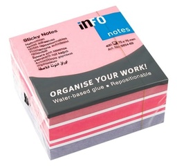 [#5654-69] Notas Adhesivas Info Rosados 75X75mm  (400hj)