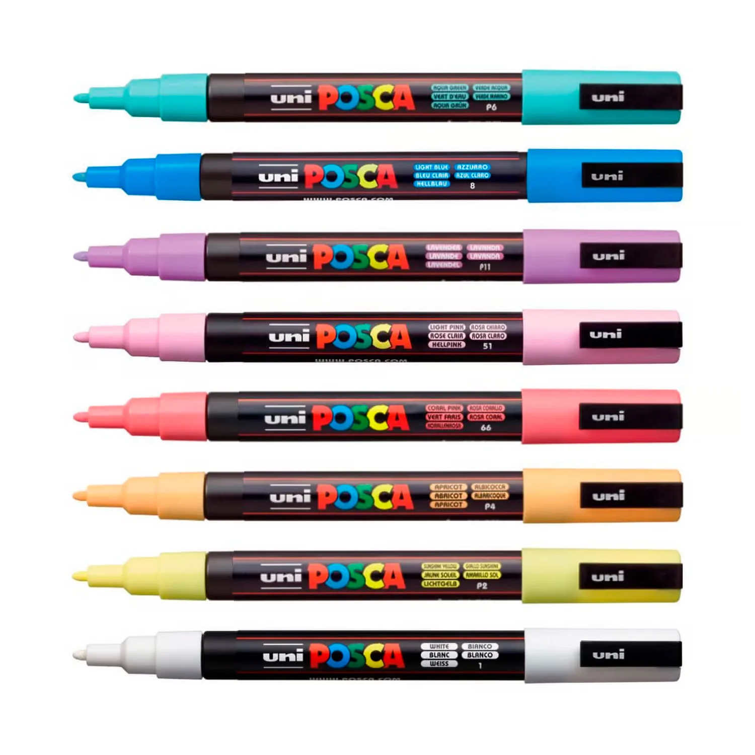 Uni Posca PC-3M Set 8 Marcadores Pasteles (0.9 mm-1.3mm)