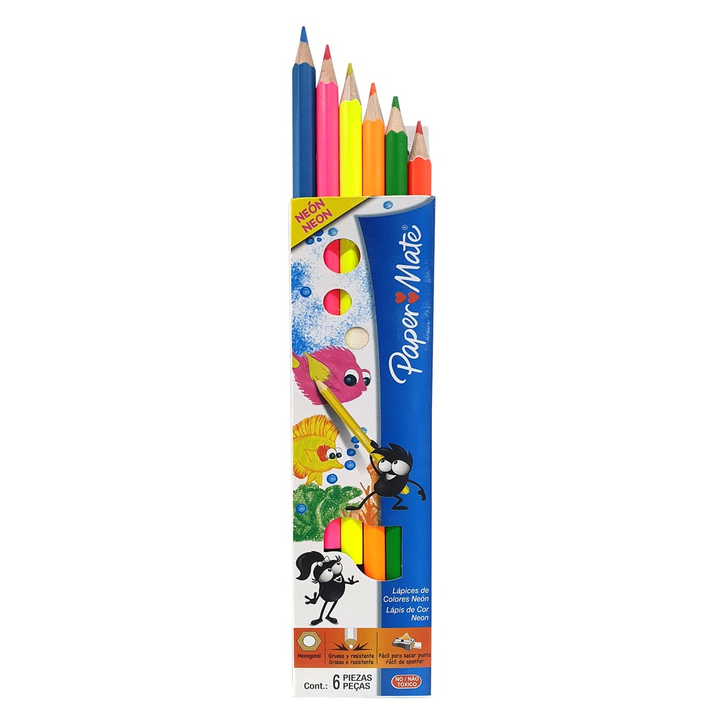 Set de 6 lápices de colores Neón
