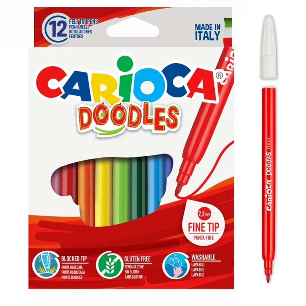 Plumones Carioca Doodles Lavable (12 colores)