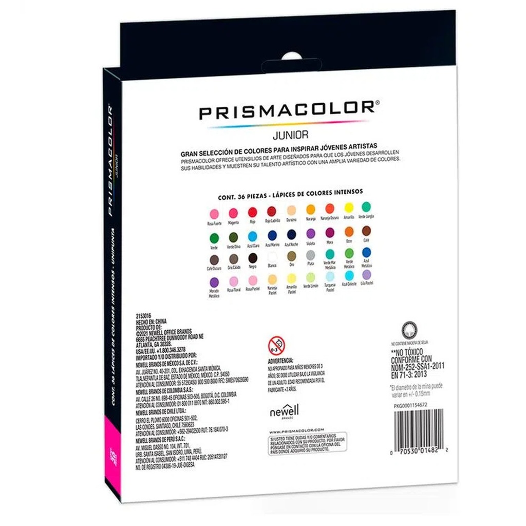 Lápices Pastel y Metálicos Prismacolor Junior 36 Colores