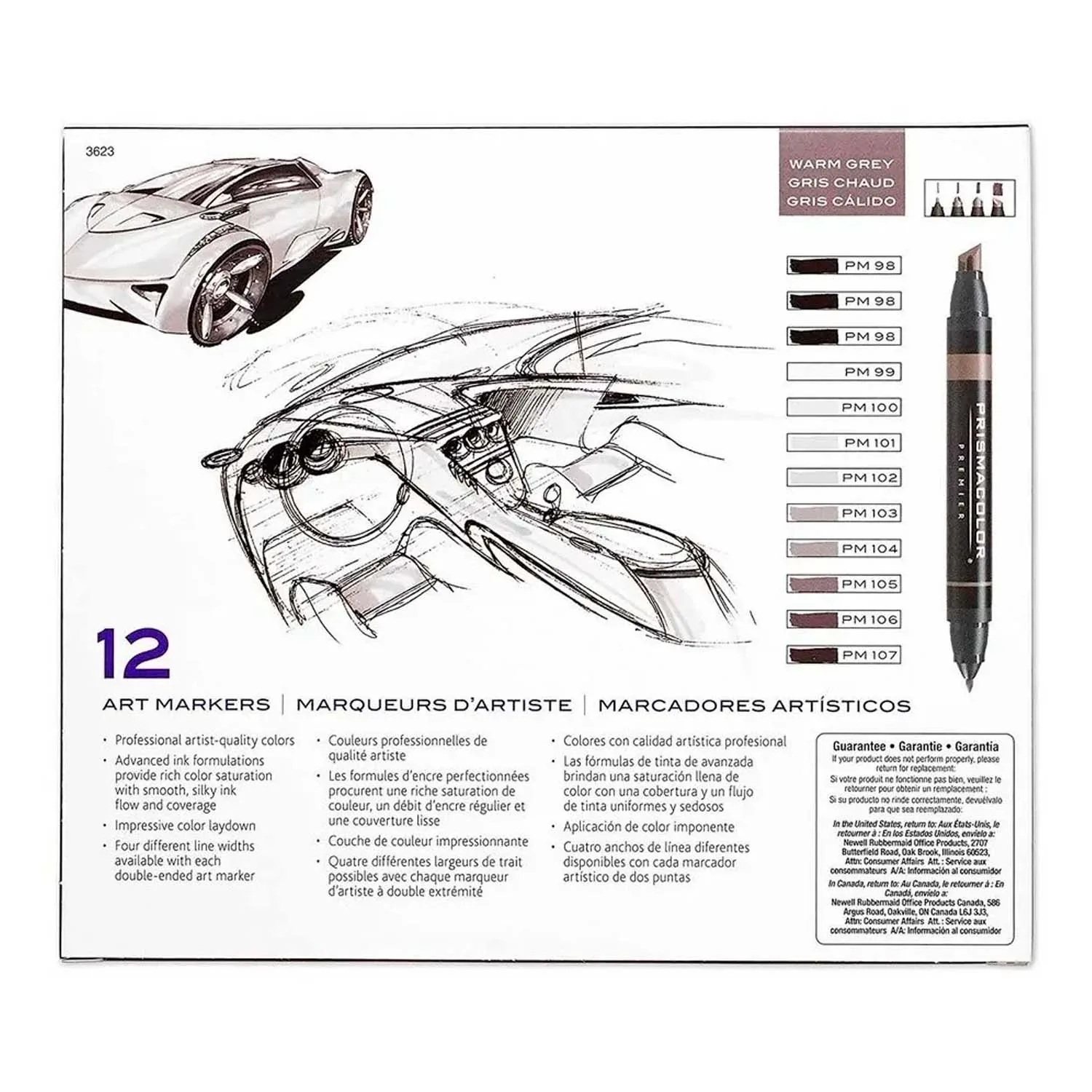 Marcador Prismacolor Premier 12 Colores Gris Frances