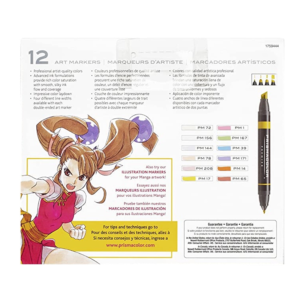 Marcador Prismacolor Premier 12 Colores Manga