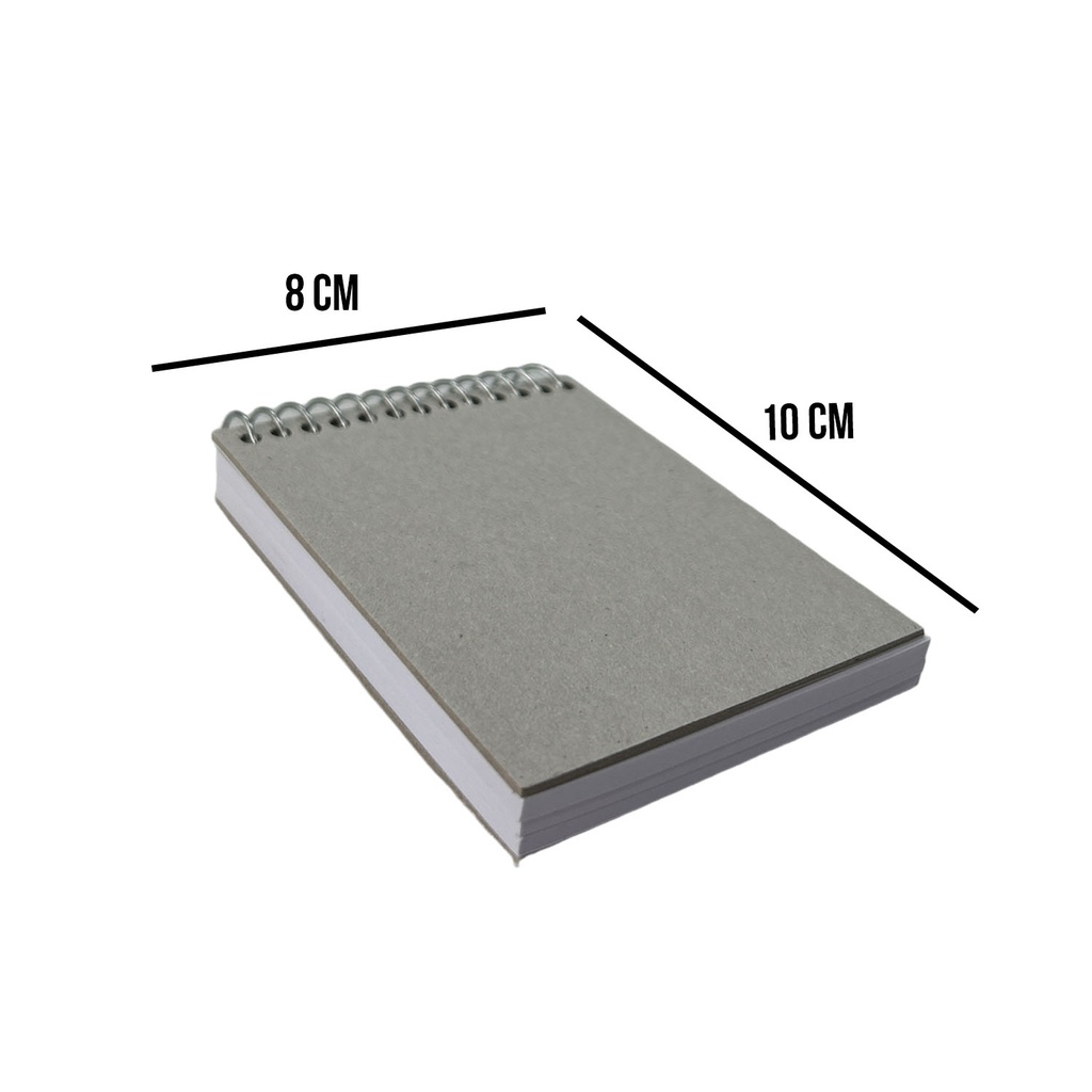 Croquera Papel Bond Tapa Gris 10x8cm (1/8 Oficio) 100hj