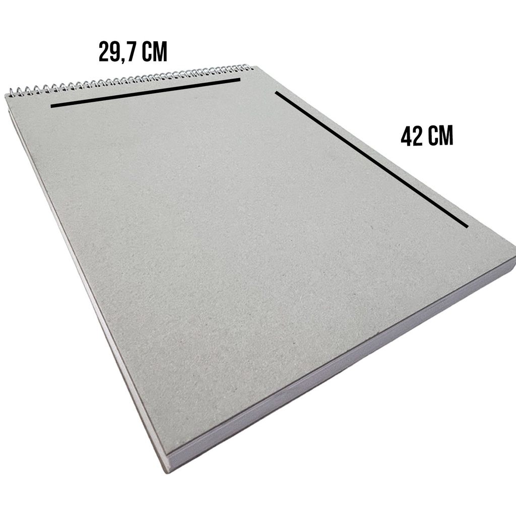 Croquera Papel Bond Tapa Gris Block 30x45cm (A3) 100hj