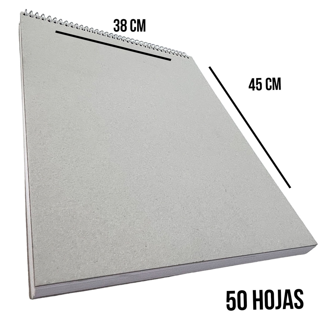 Croquera Papel Bond Tapa Gris Block 38x55cm (1/4 Pliego) 50hj