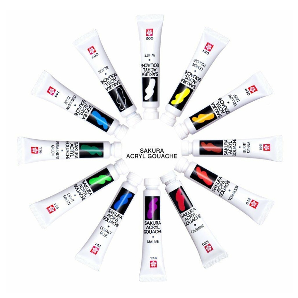 Set de 12 acrílicos Gouache tubos 12ml