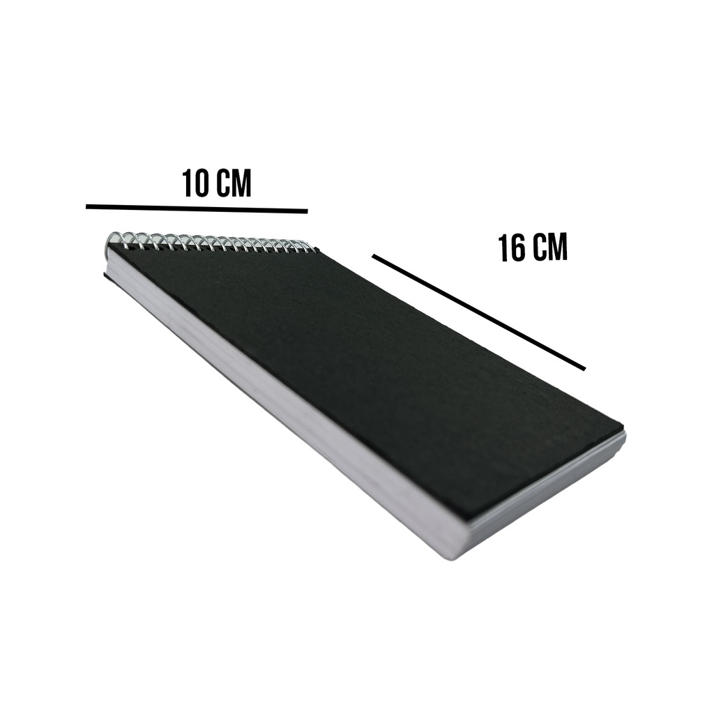 Croquera Papel Bond Tapa Negra 16x10cm (1/4 Oficio) 100hj