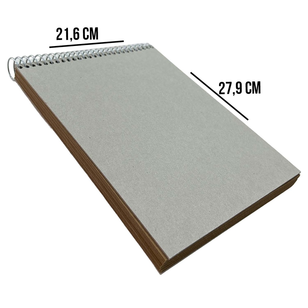 Croquera Papel Kraft Tapa Gris 27.9x21.6cm (Carta) 100hj