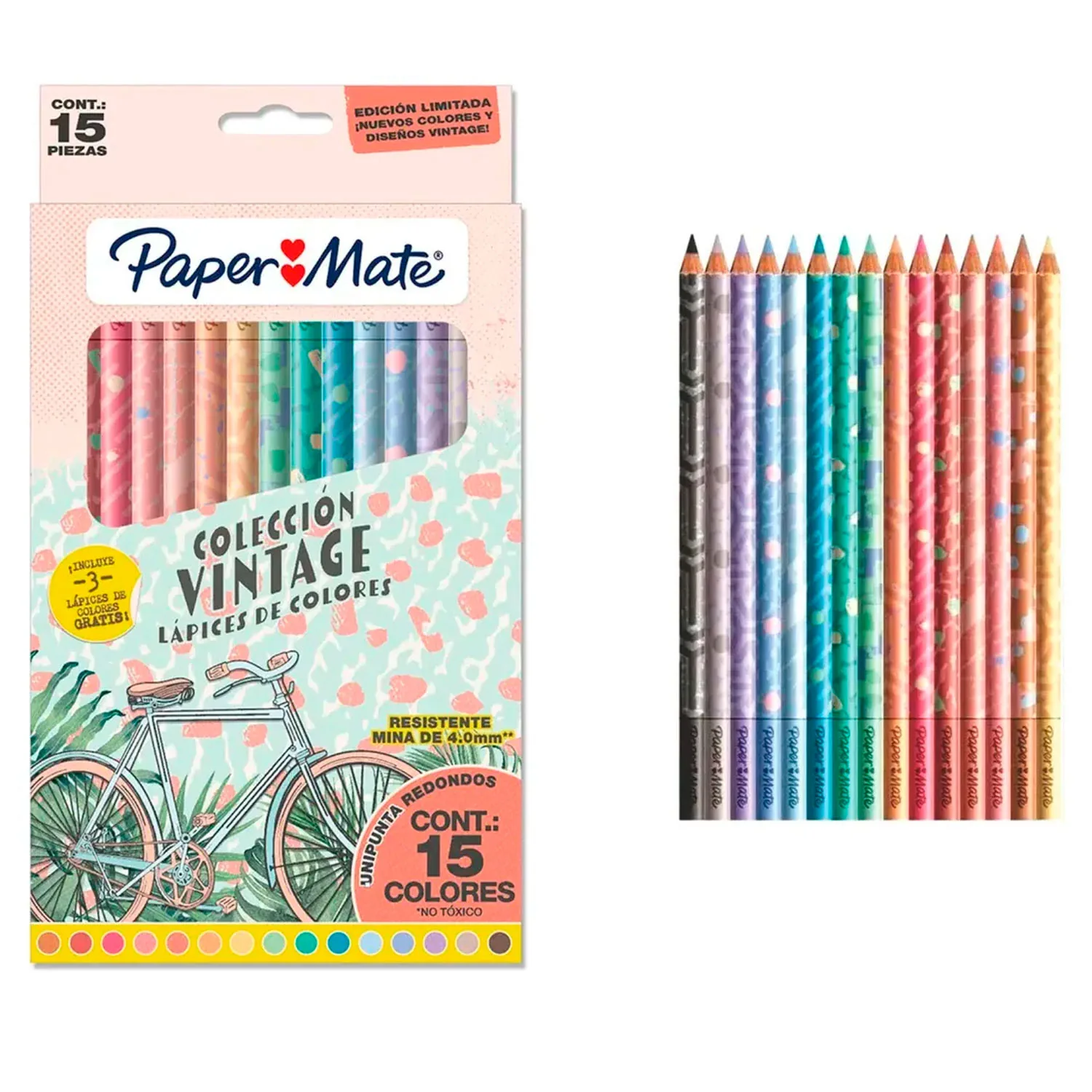 Lápices de colores Paper Mate vintage 3mm 15 colores