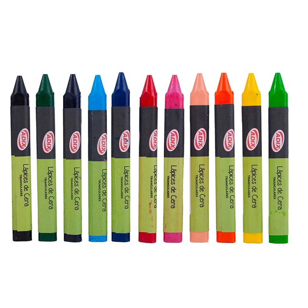 Lápiz Cera triangulares 12 Colores ADIX