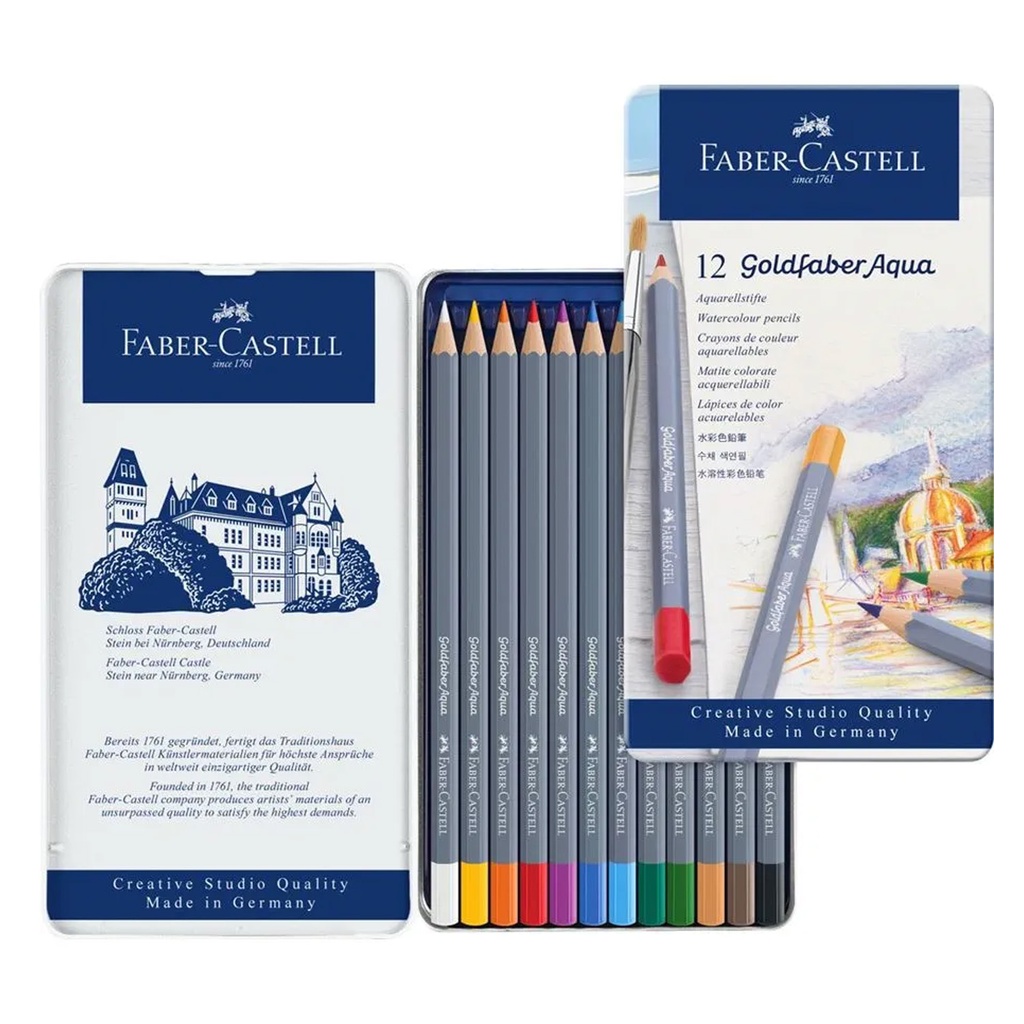 Lápices Acuarelables Faber-Castell Goldfaber Aqua 12 Colores