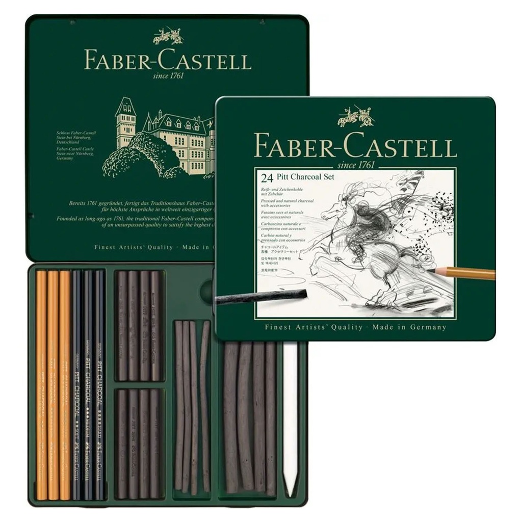 Lápices Carboncillo Faber-Castell Pitt Charcoal 24 pzas