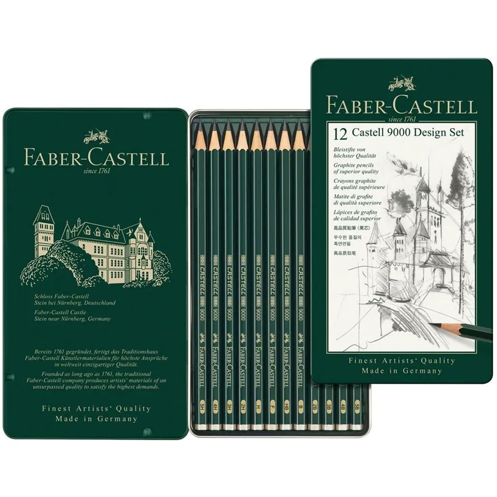 Lápices Grafito Faber-Castell 9000 (5B-5H) 12 ud