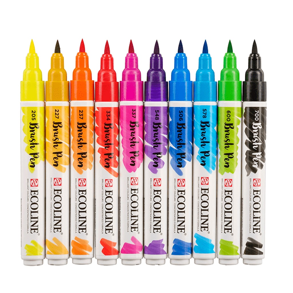 Set Plumones Punta Pincel Ecoline (10 Colores)