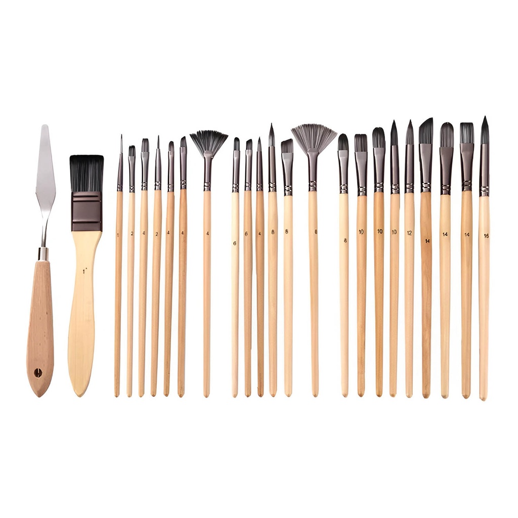 Pinceles para Acuarela y Acrilico con Estuche Renart 24 pcs.