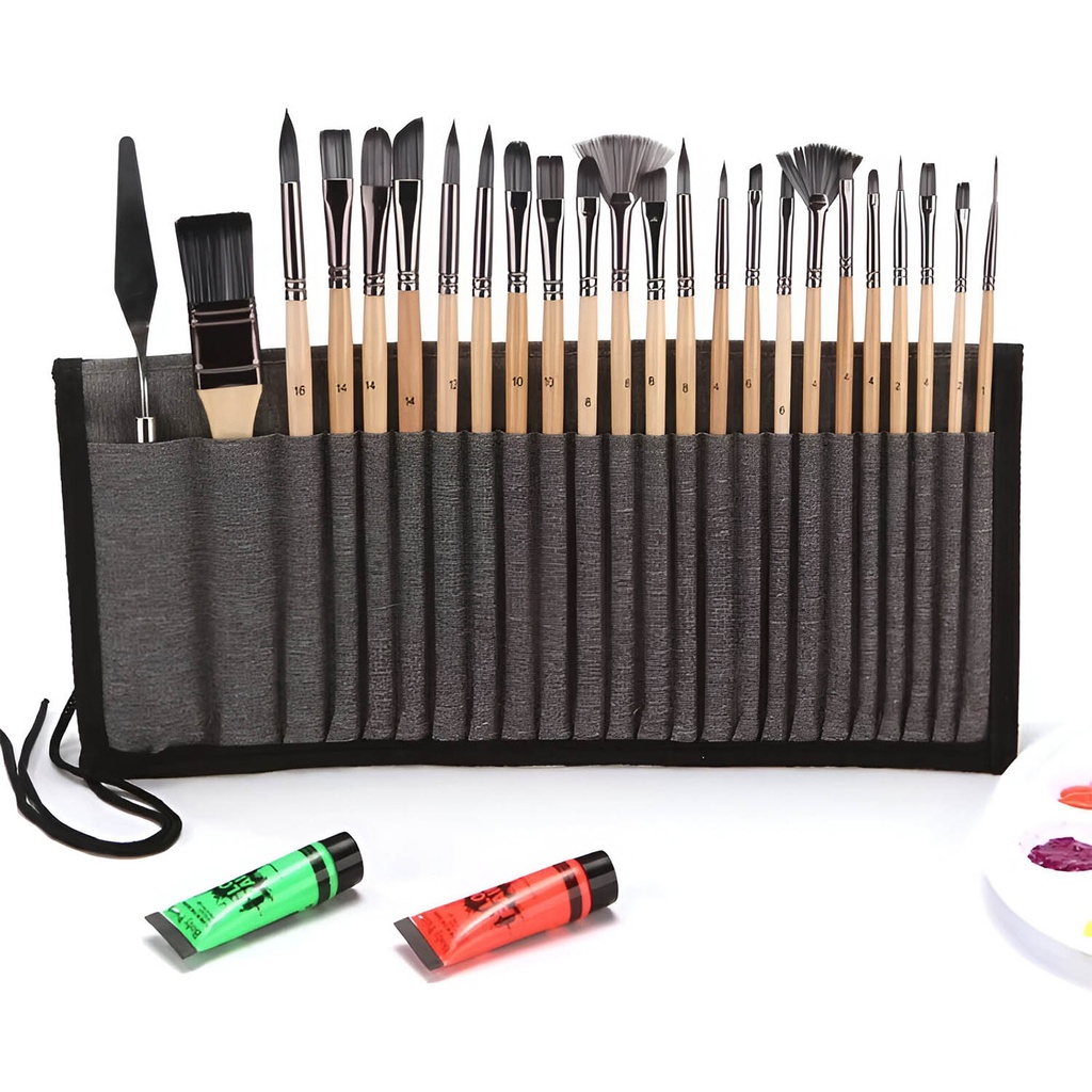 Pinceles para Acuarela y Acrilico con Estuche Renart 24 pcs.