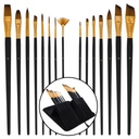 Pinceles para Acuarela y Acrílico con Estuche Tela Renart Set 15 pcs.