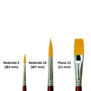 Set de 3 pinceles sintéticos para acrílicos y acuarelas