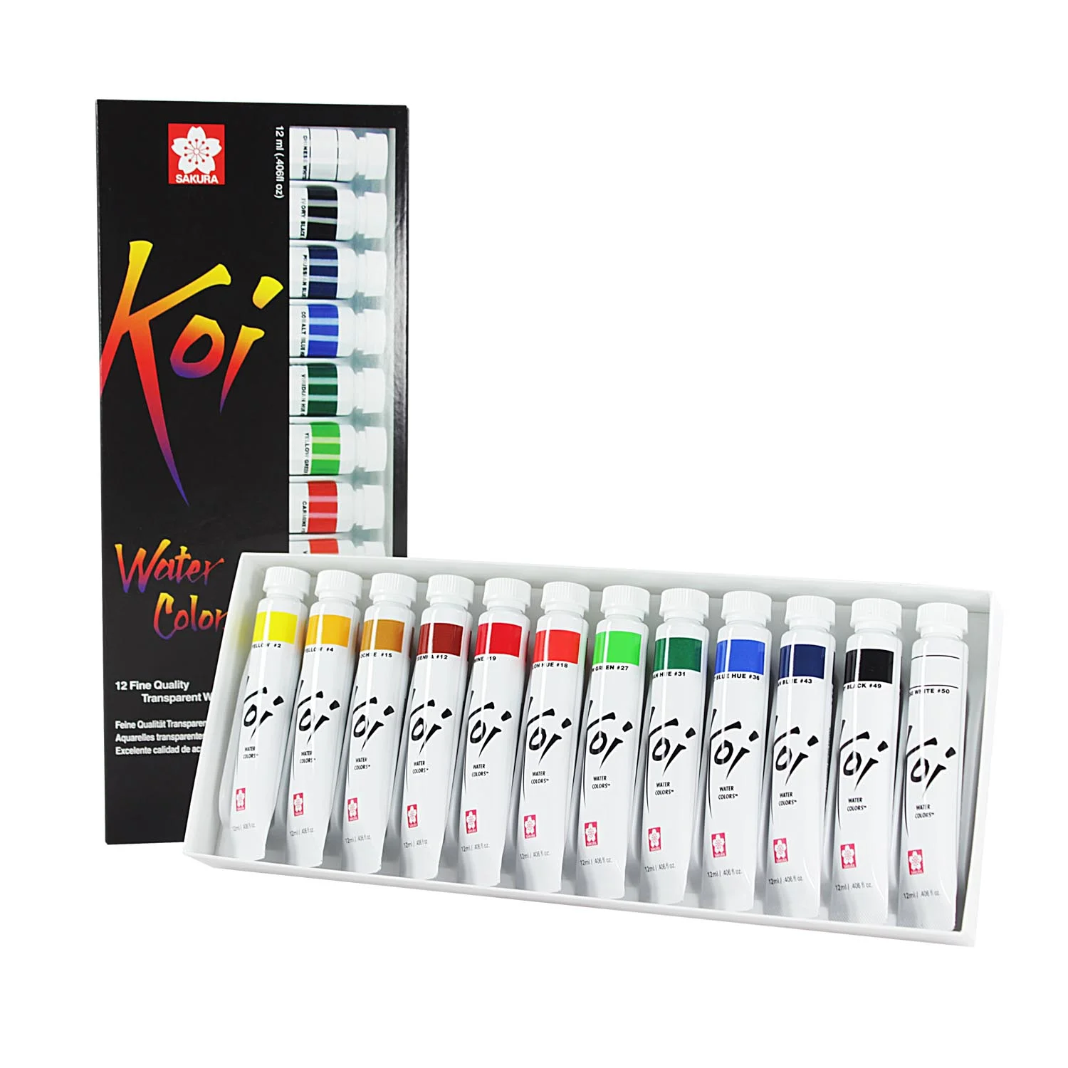 Acuarela en Tubo Sakura Koi Water Colors 12ml (12 colores)