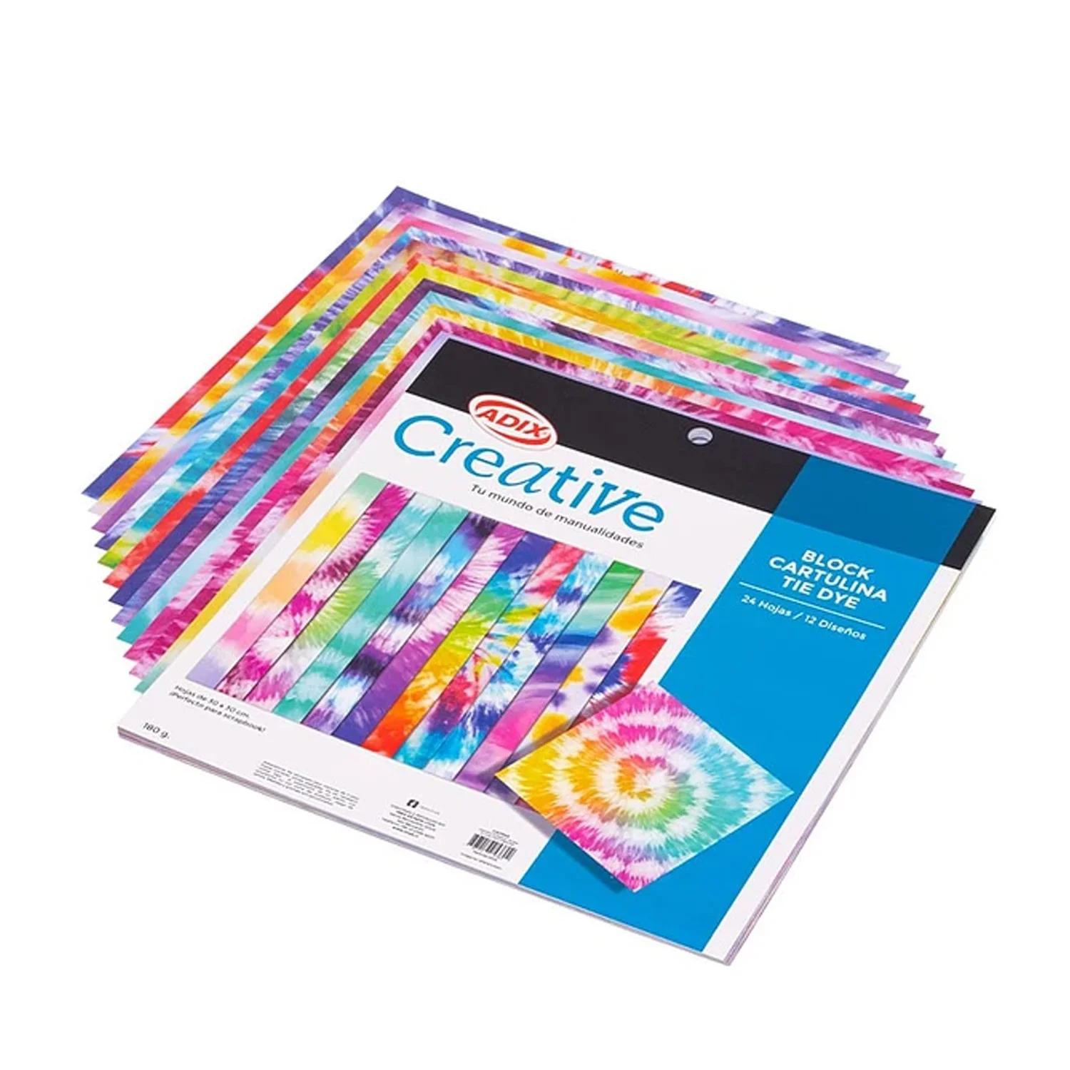 Block Cartulina Adix Diseños Tie Dye 30x30cm 180gr 24hj
