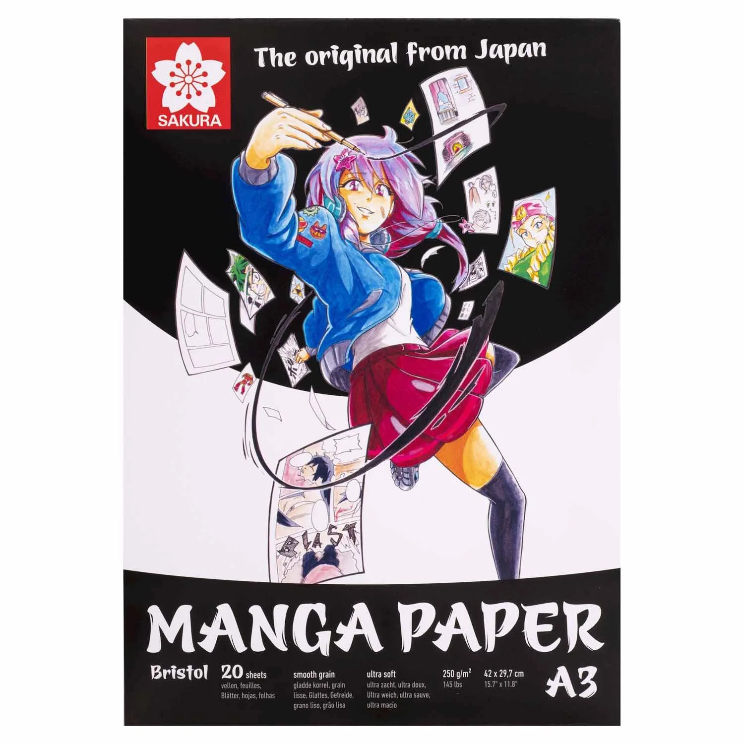 Block Papel Bristol Sakura A3 (29.7x42cm) 250gr. 20hj