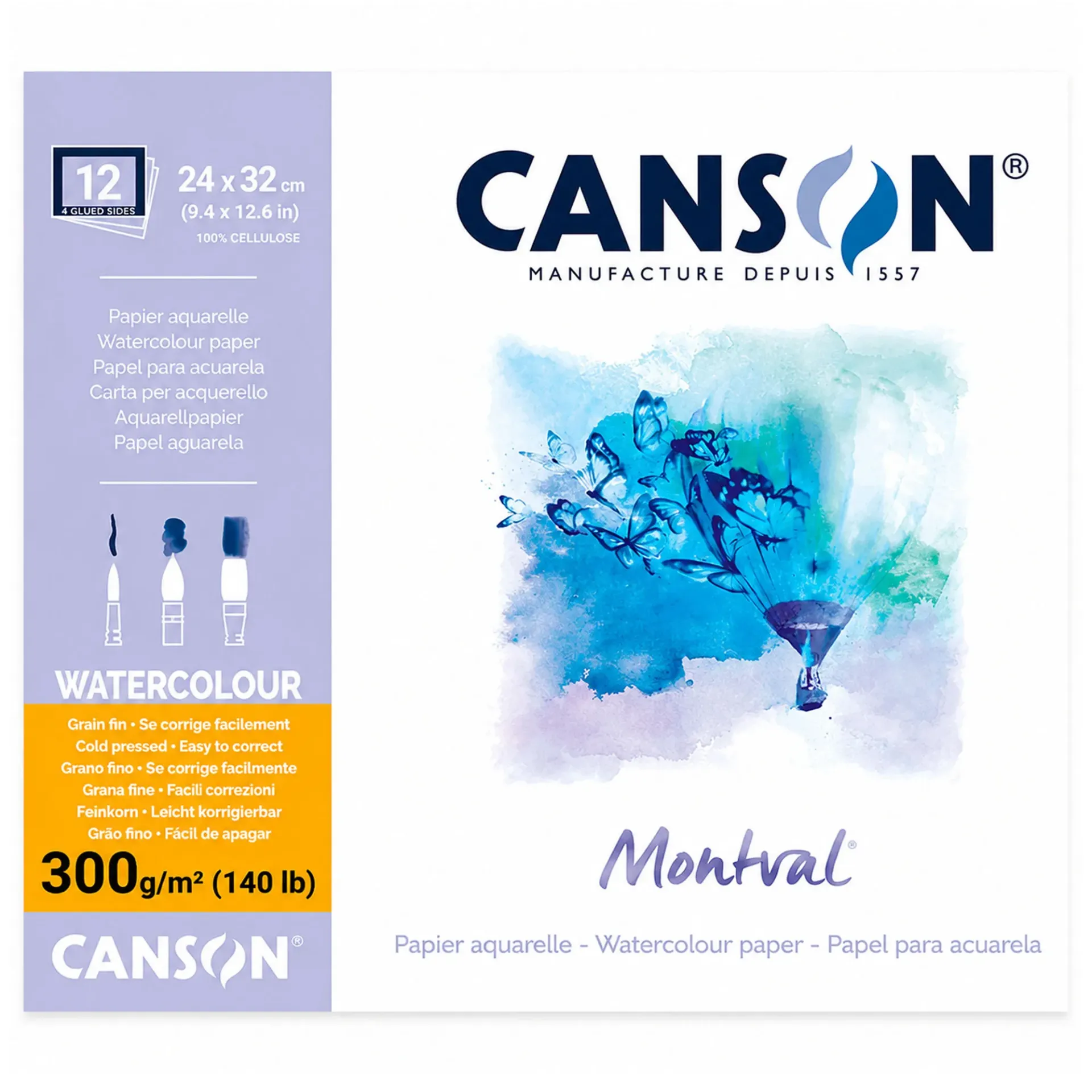 Block para Acuarela Canson Montval 32x24cm 300gr. 12hj