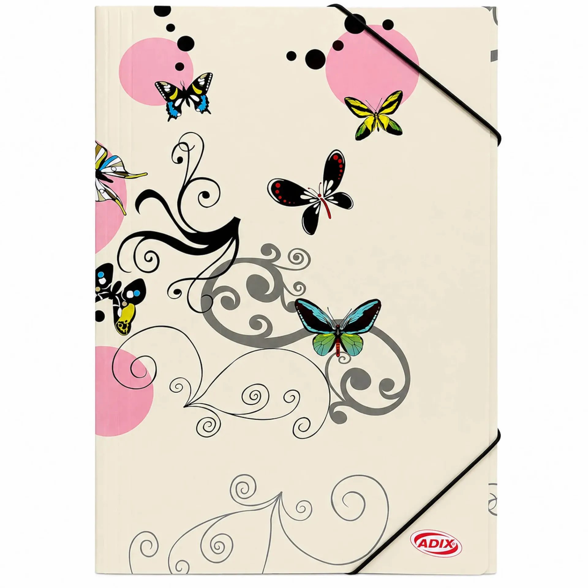 Carpeta Cartón Adix Con Elástico Diseño Mariposa (Oficio)